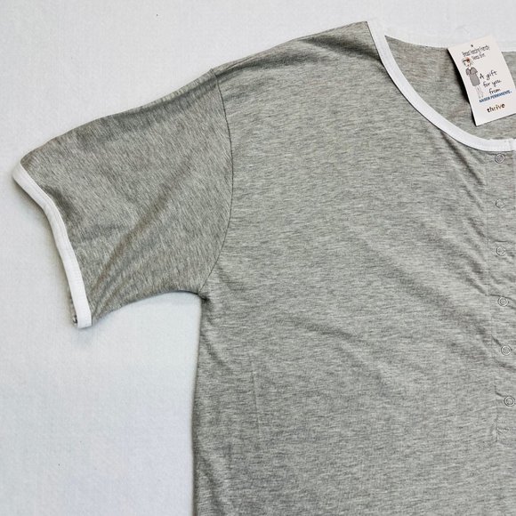 Singing on a Star Women's One Size Fits Most Grey Short Sleeve Henry Neck Sleep - Picture 3 of 8